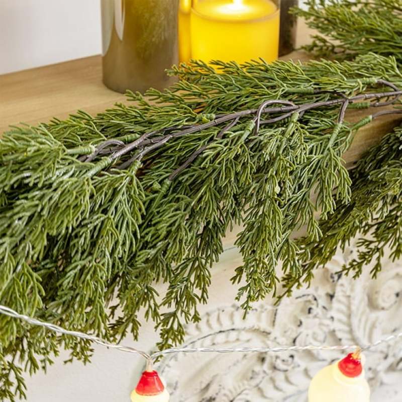 Christmas Garland: 180cm Green Realistic Artificial Pine Garland - Durable Plastic Lightweight Design for Xmas Winter Decor - Image 3