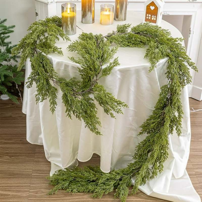Christmas Garland: 180cm Green Realistic Artificial Pine Garland - Durable Plastic Lightweight Design for Xmas Winter Decor - Image 4