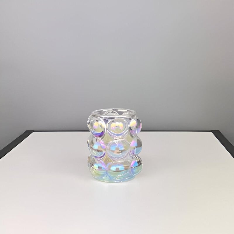 Storage - Luxury transparent crystal glass jar with bubble pattern, functional as makeup brush holder, multitasking storage solution, natural candle mold, and chic interior decorative accent