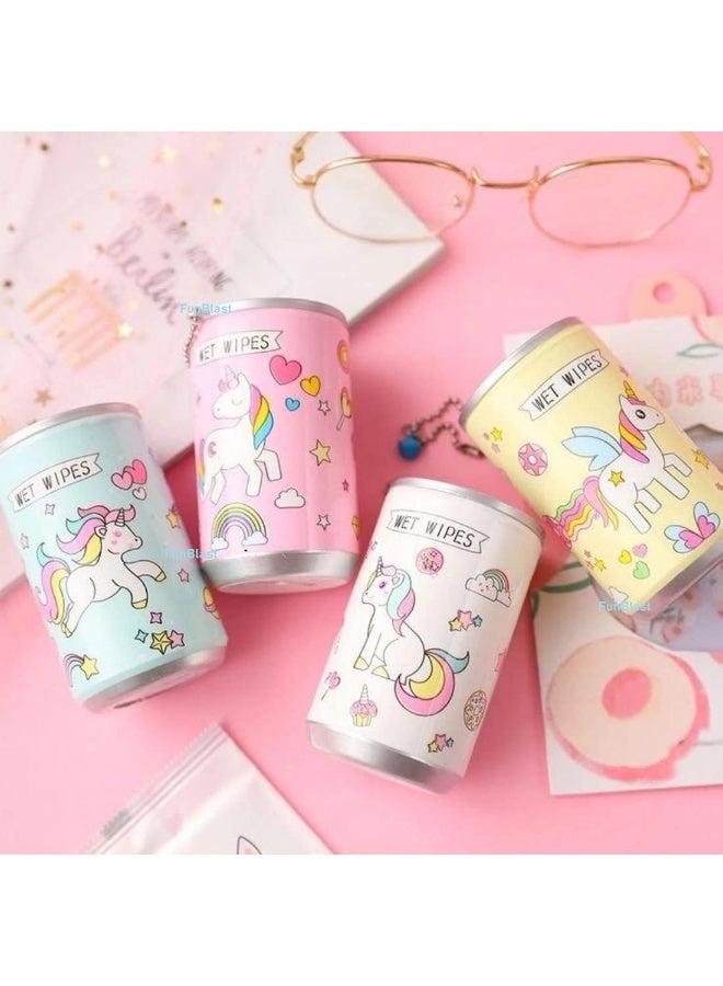 30 منديلًا مبللة صغيرة في علبة معدنية مطبوعة برسوم كرتونية لتنظيف الوجه والجسم للأطفال والبنات والرجال والنساء، على شكل علبة حلوى، مناديل مبللة محمولة (6 علب، متعددة الألوان) - Image 3