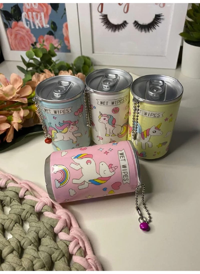 30 منديلًا مبللة صغيرة في علبة معدنية مطبوعة برسوم كرتونية لتنظيف الوجه والجسم للأطفال والبنات والرجال والنساء، على شكل علبة حلوى، مناديل مبللة محمولة (6 علب، متعددة الألوان) - Image 4