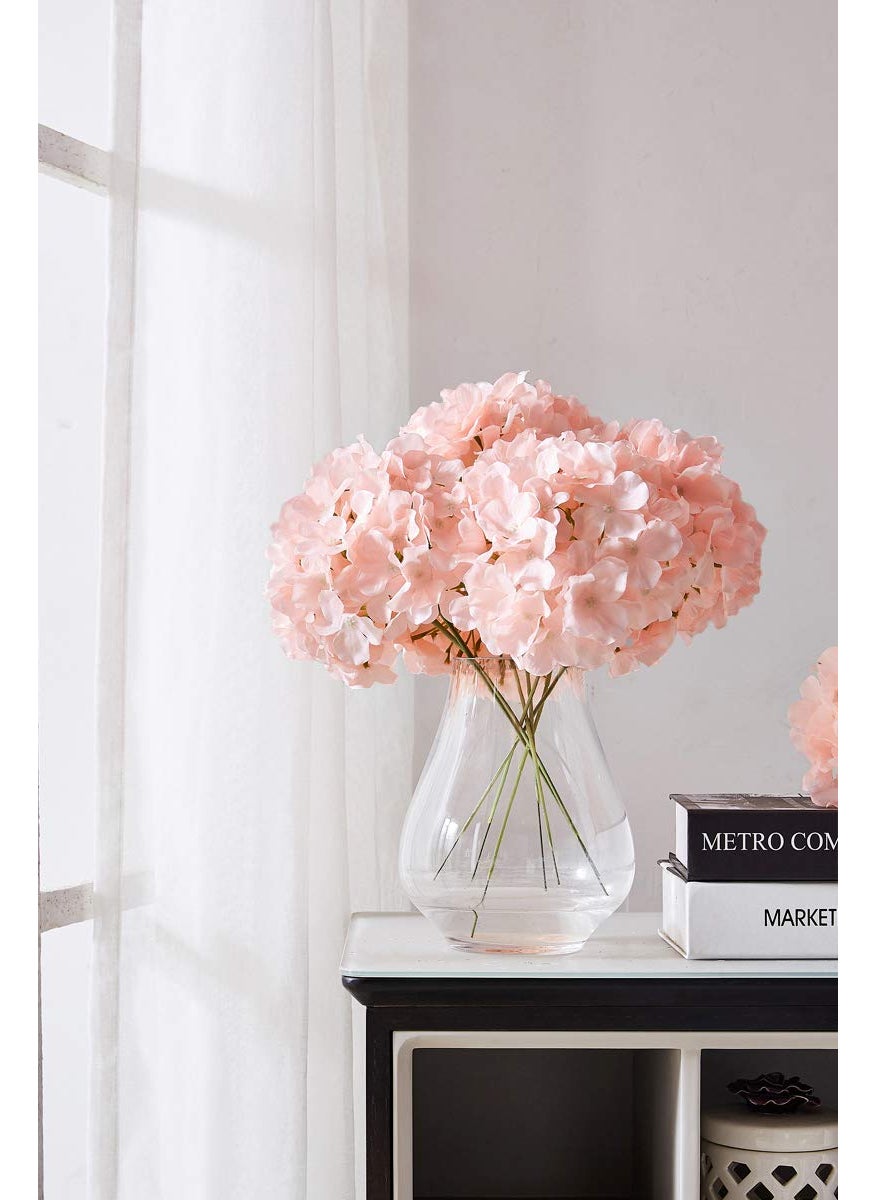 KISLOHUM KISLOHUM Artificial Hydrangea Flowers Blush Heads 10 Fake Hydrangea Silk Flowers for Wedding Centerpieces Bouquets DIY Floral Decor Home Decoration with Stems(VASE NOT Included)  - Image 4