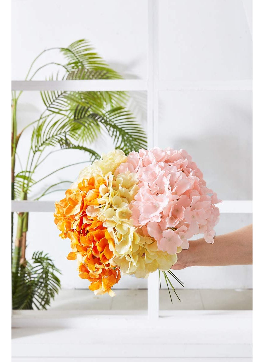 KISLOHUM KISLOHUM Artificial Hydrangea Flowers Blush Heads 10 Fake Hydrangea Silk Flowers for Wedding Centerpieces Bouquets DIY Floral Decor Home Decoration with Stems(VASE NOT Included)  - Image 3