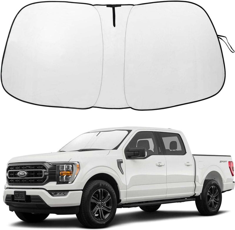 2025 Upgrade Front Windshield Sunshade fit for Ford F150 20212025 Foldable Car Shade 240T Reflective Polyester Ford F150 Lariat King Ranch Platinum XL XLT Limited Raptor Accessories Keep Cool