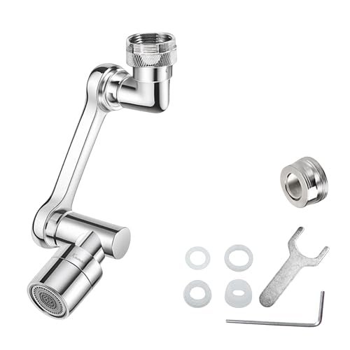 Kamal Fully Brass 360° Swivel Faucet Aerator – Dual-Mode Rotatable Robotic Arm Extender with Shower & Stream Function | Universal Spout-Mount Tap Attachment for Kitchen & Bathroom Sinks - Image 1