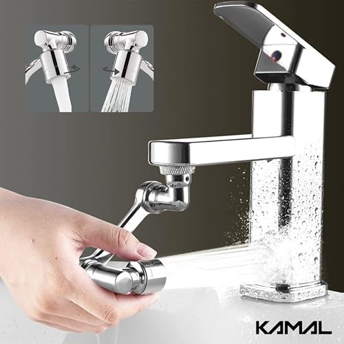 Kamal Fully Brass 360° Swivel Faucet Aerator – Dual-Mode Rotatable Robotic Arm Extender with Shower & Stream Function | Universal Spout-Mount Tap Attachment for Kitchen & Bathroom Sinks - Image 2