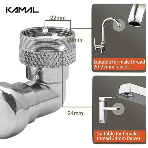 Kamal Fully Brass 360° Swivel Faucet Aerator – Dual-Mode Rotatable Robotic Arm Extender with Shower & Stream Function | Universal Spout-Mount Tap Attachment for Kitchen & Bathroom Sinks - Image 4