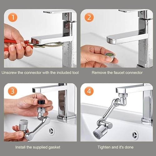 Kamal Fully Brass 360° Swivel Faucet Aerator – Dual-Mode Rotatable Robotic Arm Extender with Shower & Stream Function | Universal Spout-Mount Tap Attachment for Kitchen & Bathroom Sinks - Image 3