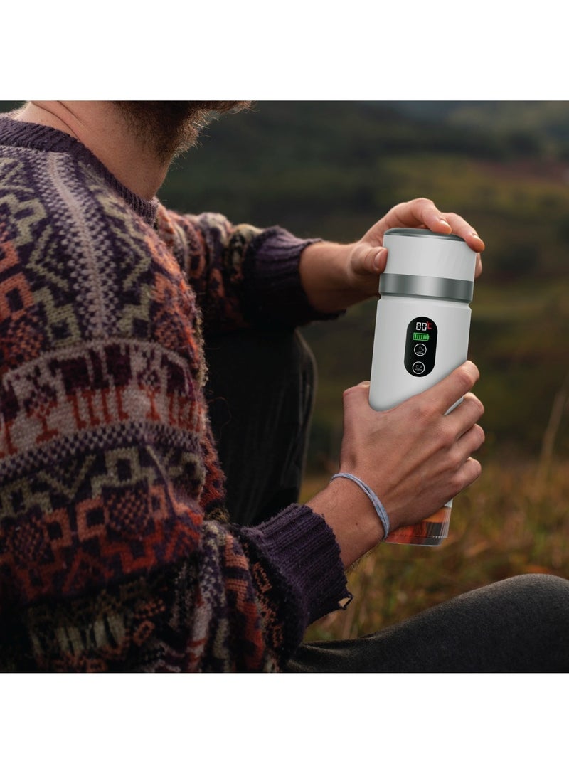 GREEN LION Campinas Portable Coffee Machine 80mL Water tank with LED Display and 90°C Heating Temperature 72W / 150mL Coffee Cup / 20 Bar Pump Pressure / Portable Coffee Maker / Travel Coffee Cup - White - Image 3