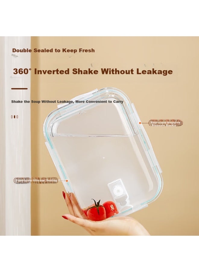 Cilock Glass Lunch Box For Office Workers, Microwaveable Bento Box With Large Capacity Fresh-keeping Container, Three-compartment + Bag - Image 3