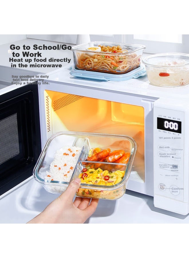 Cilock Glass Lunch Box For Office Workers, Microwaveable Bento Box With Large Capacity Fresh-keeping Container, Three-compartment + Bag - Image 2