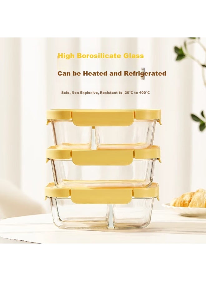 Cilock Glass Lunch Box For Office Workers, Microwaveable Bento Box With Large Capacity Fresh-keeping Container, Three-compartment + Bag - Image 5
