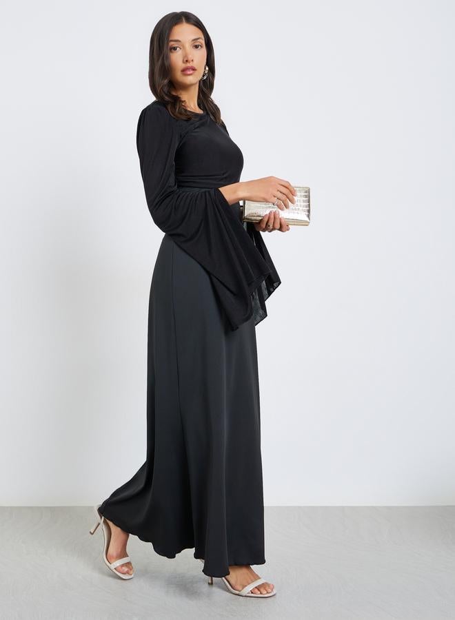 Styli Women A-Line Maxi Dress with Slit Sleeves - Image 1