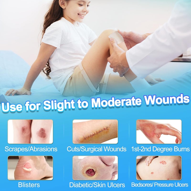 LotFancy Hydrocolloid Bandages 4x4 14 Patches Ultra Thin Large Hydrocolloid Gel Dressing Waterproof Wound Care Dressing Pad for Blister Bed Sore Burn Pressure Ulcer Healing - Image 4