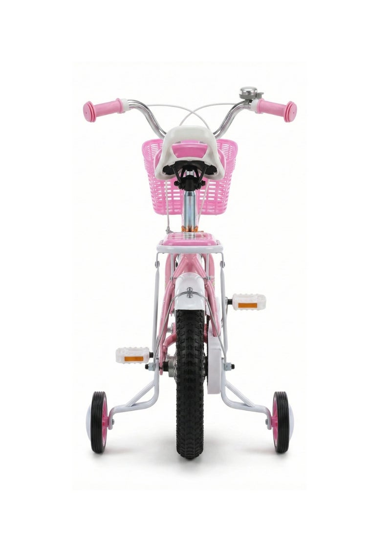 أسباير بوكس Aspire Beauty 12-Inch Kids’ Bicycle for Girls, Ages 2–5 Years – Pink Toddler Bike with Training Wheels, Front Basket, Rear Seat, and Adjustable Saddle –[ GDBT 12'' ATB ] - Image 5