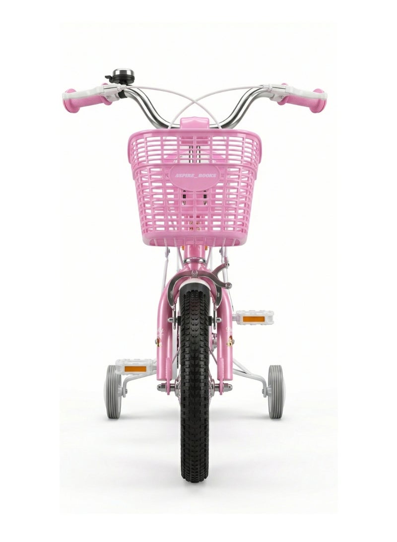 أسباير بوكس Aspire Beauty 12-Inch Kids’ Bicycle for Girls, Ages 2–5 Years – Pink Toddler Bike with Training Wheels, Front Basket, Rear Seat, and Adjustable Saddle –[ GDBT 12'' ATB ] - Image 4
