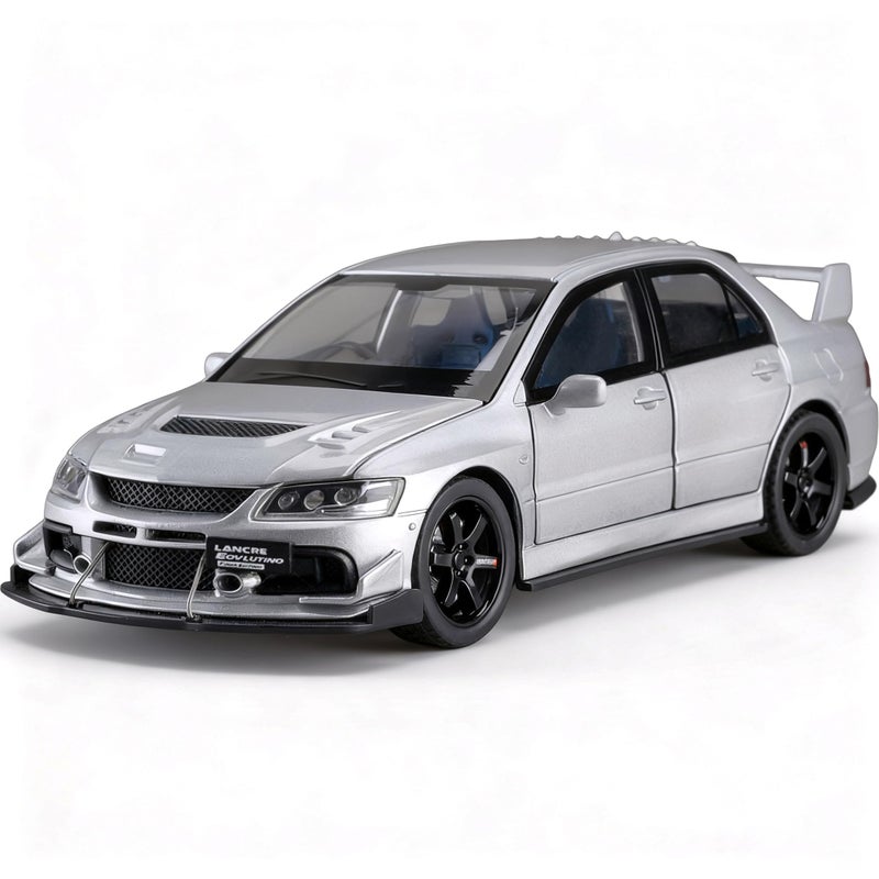 ERBADIHAGO Toy Cars Compatible for Lancer Evolution IX 132 Metal Model Car Pull Back Car Toys with Light and Sound Toys Car Collectible Model for Children Age 3 Year Old Silver - Image 3