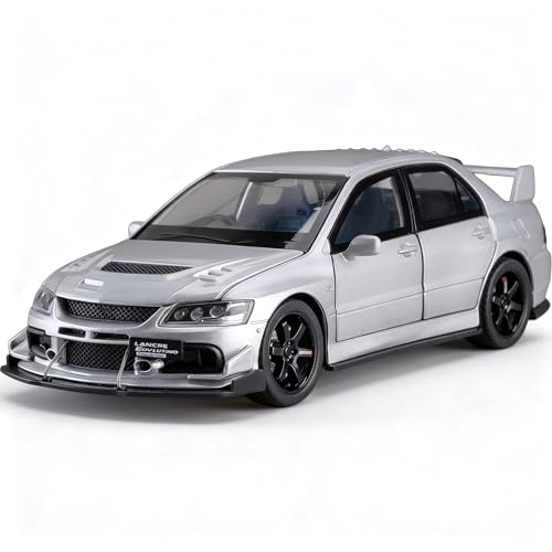 ERBADIHAGO Toy Cars Compatible for Lancer Evolution IX 132 Metal Model Car Pull Back Car Toys with Light and Sound Toys Car Collectible Model for Children Age 3 Year Old Silver - Image 1
