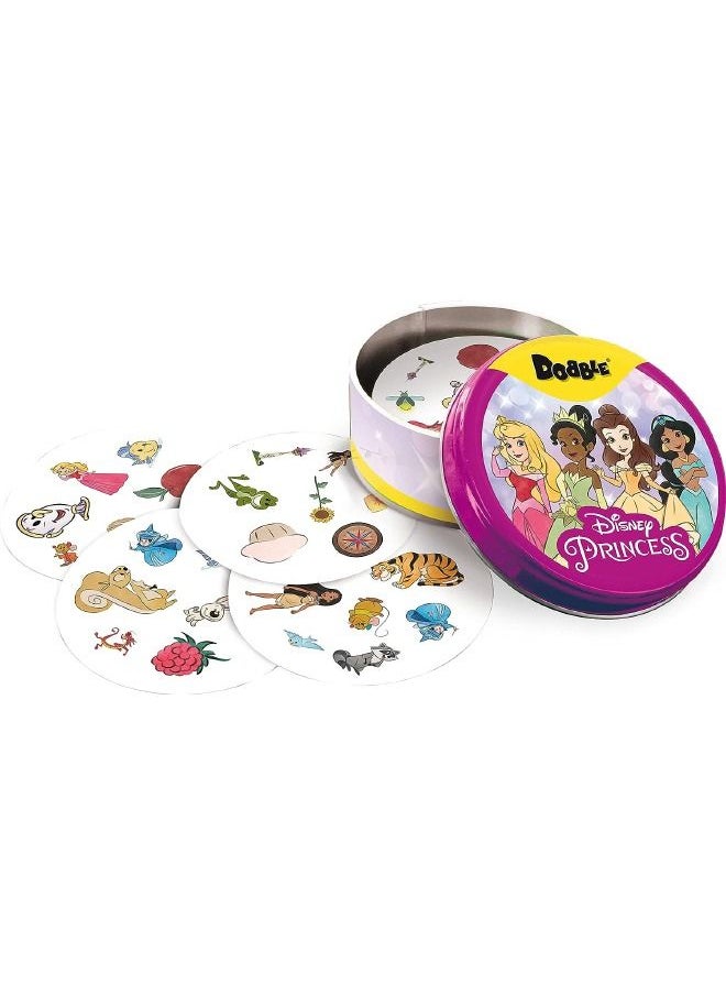 DOBBLE - Spot It Disney Princess Card Game, Matching Game, Fun Kids Game for Family Game Night, Travel Game for Kids, Great Gift for Kids, Age 4+, 2 to 8 Players Average Playtime 15 Minutes - Image 1