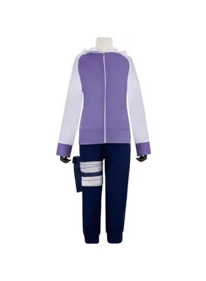 Naruto Hinata Hyuga Costume, Cosplay Hinata Hoodie Set, Pants With Leggings bandage, Kunai Bag unisex - Image 1