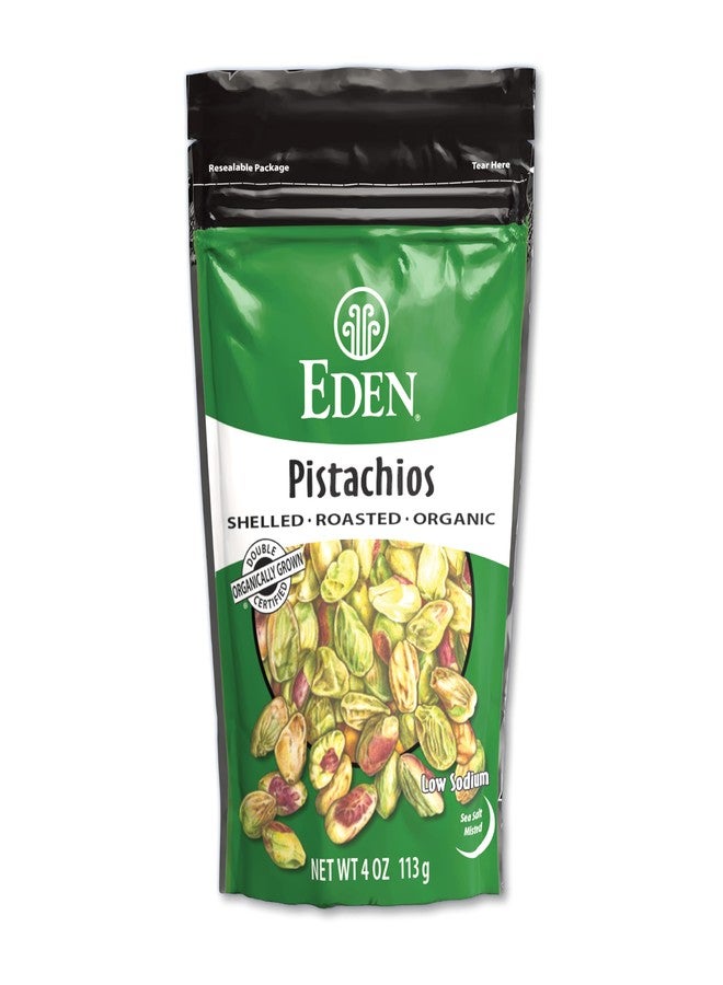 Eden Organic Pistachios, Shelled, Roasted, and Misted with Sea Salt, California Grown, 4 oz - Image 1