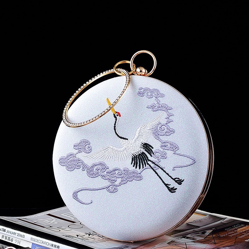 New Hanfu Bag Antique Handheld Banquet Bag Crane Embroidered Dress Bag Cheongsam Handbag Annual Meeting Bag - Image 1