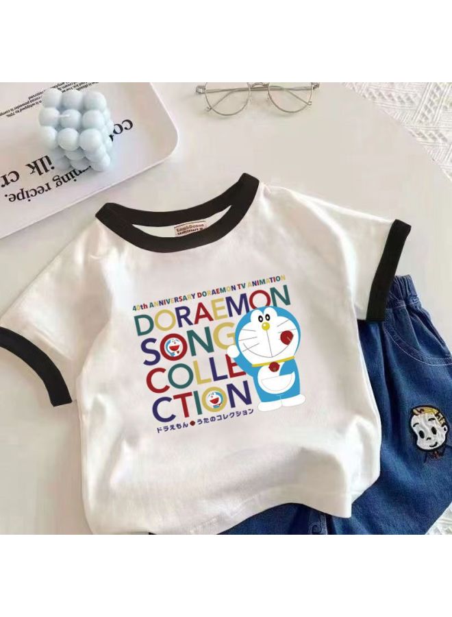 Children's New Short-sleeved T-shirt Boys And Girls Explosion Color Matching Top Summer Dress Baby Cotton All-match Half-sleeved Base Shirt T