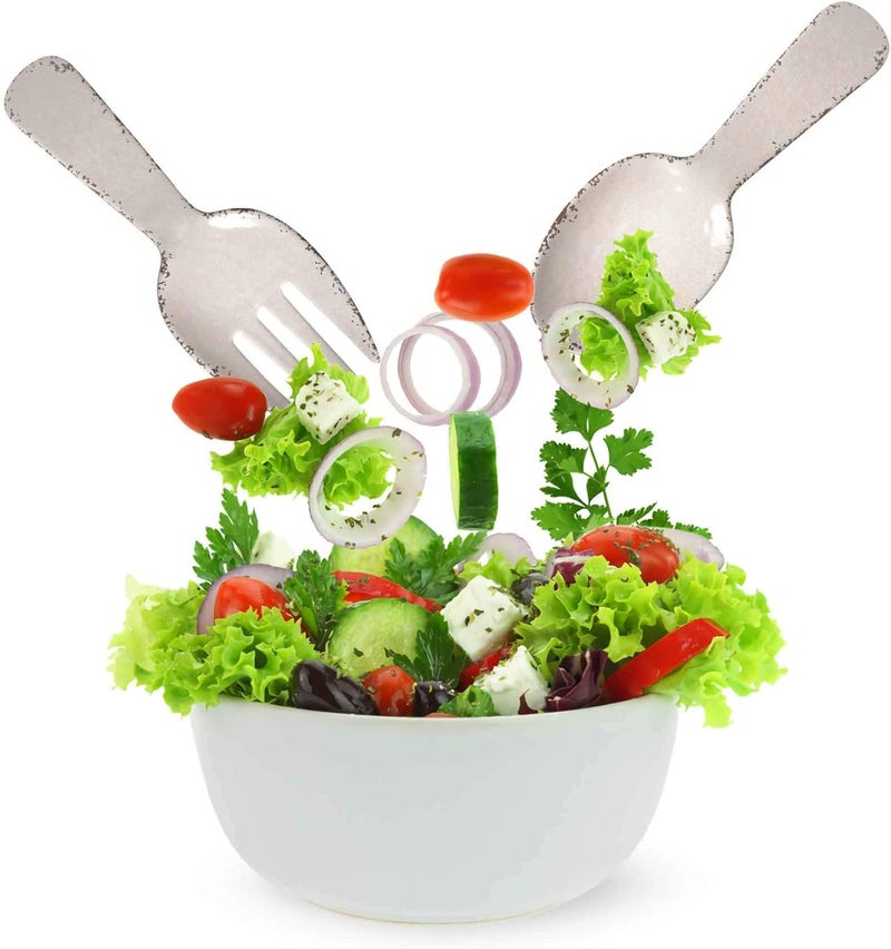 Supreme Housewares Supreme Housewares Crackle Melamine Salad Servers Serving Utensil Set Includes Serving Fork and Spoon for Tossing Salad Pasta Cream 1075 Inch Set of 2 - Image 3