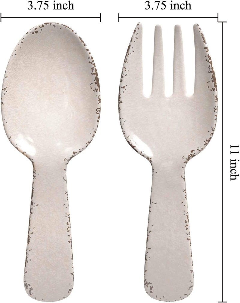 Supreme Housewares Supreme Housewares Crackle Melamine Salad Servers Serving Utensil Set Includes Serving Fork and Spoon for Tossing Salad Pasta Cream 1075 Inch Set of 2 - Image 2