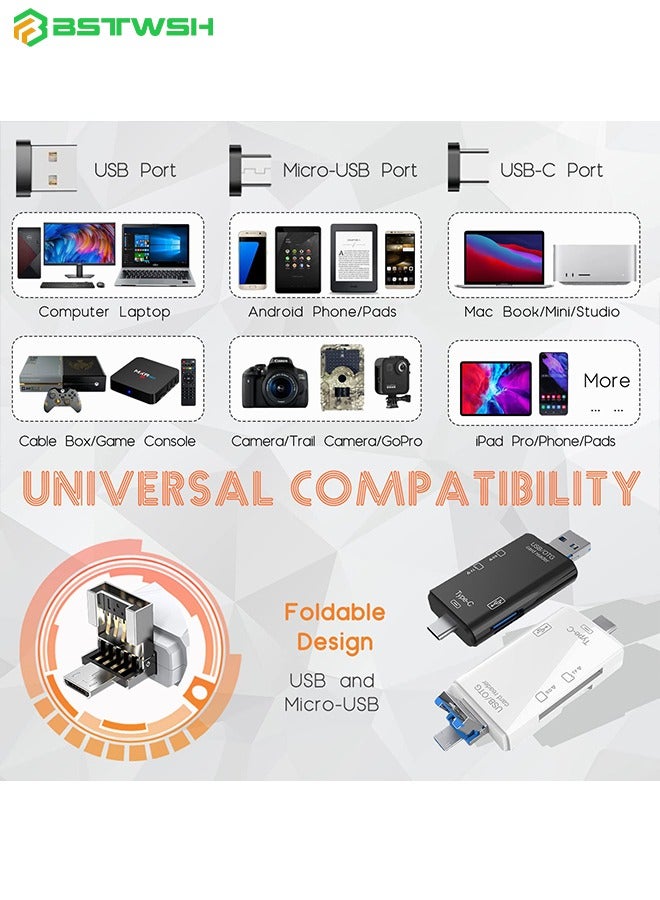 BSTWSH SD Card Reader, 6-in-1 USB C/Micro/USB Memory Reader Camera Viewer  - Image 5