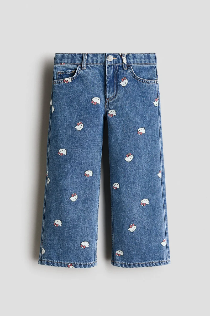 H&M Printed Wide Leg Jeans