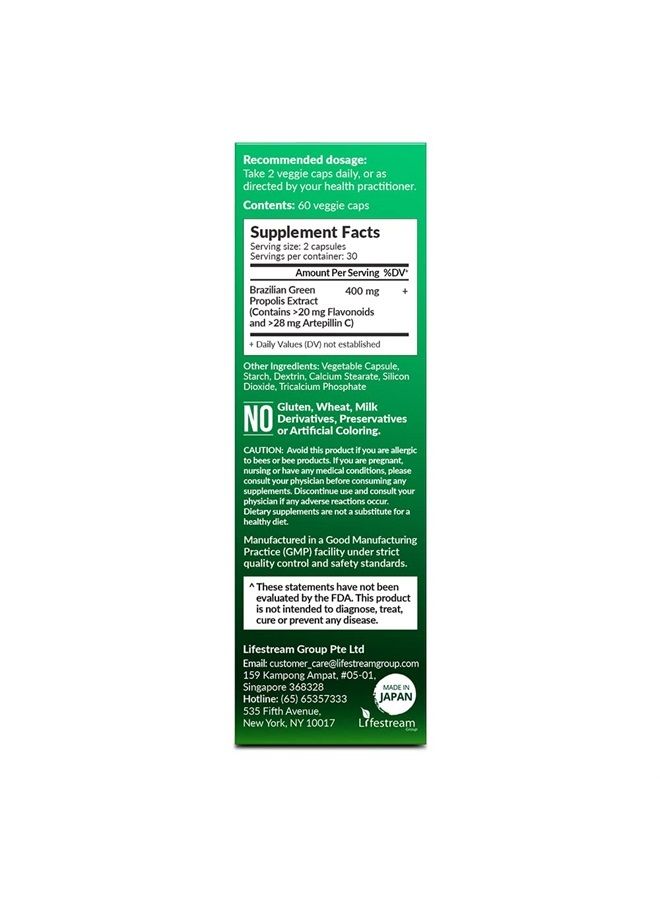 LABO Nutrition Brazilian Green Propolis Ultimate - Contains >7% or 28mg per Serving Artepillin C & >5% Flavonoids, for Immune & Brain Support, Natural, High Concentrate & Premium, 60 Veg Capsules - Image 5