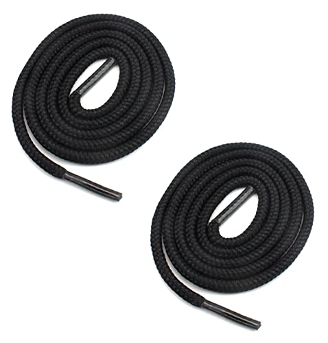 BCB Wear Round Shoelaces 3/16" Thick Solid Colors for All Shoe Types Several Lengths (Black-54) - Image 1