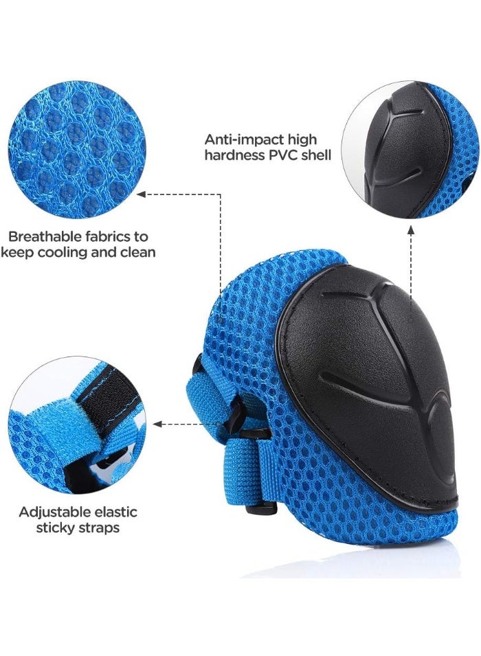 Kids Bike Helmet Set with Knee Pads Elbow Pads and Wrist Guards 7 in 1 Kids Protective Gear Set for 2~8yrs Girls and Boys For Skateboarding Biking Roller Skating Rock Climbing (Blue) - Image 4