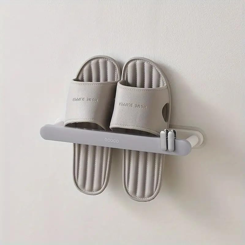 ONPRIX Onprix Bathroom Wall Mounted Shoe Slipper Rack Punch Free Slippers Organizer Rack Self Adhesive Storage Towel Rack  - Image 1
