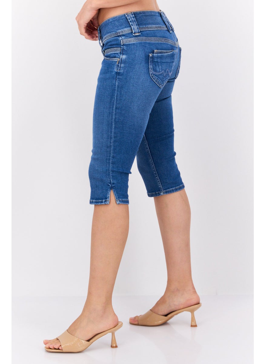 Pepe Jeans Women Washed Denim Short, Blue  - Image 2