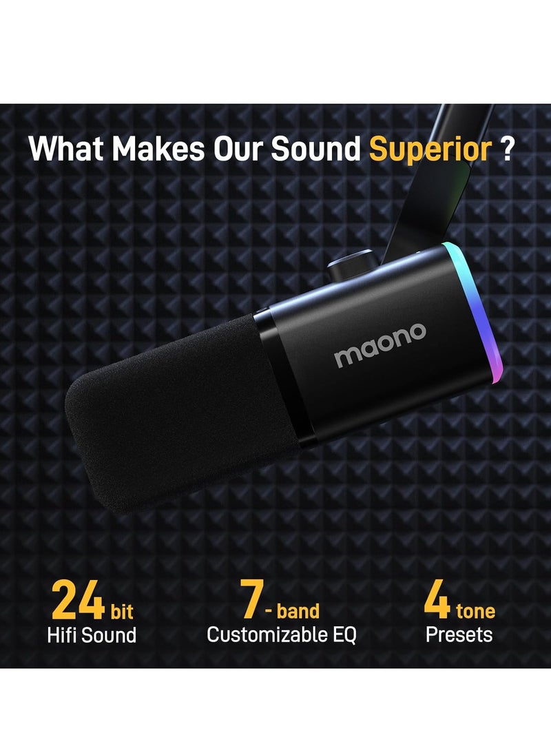 MAONO PD100 Dynamic Gaming Microphone: USB XLR Dynamic Microphone for Computer with RGB PC Microphone Software-RGB for Gamer-Podcast Mic Kit for Streaming Recording Studio CreatingX