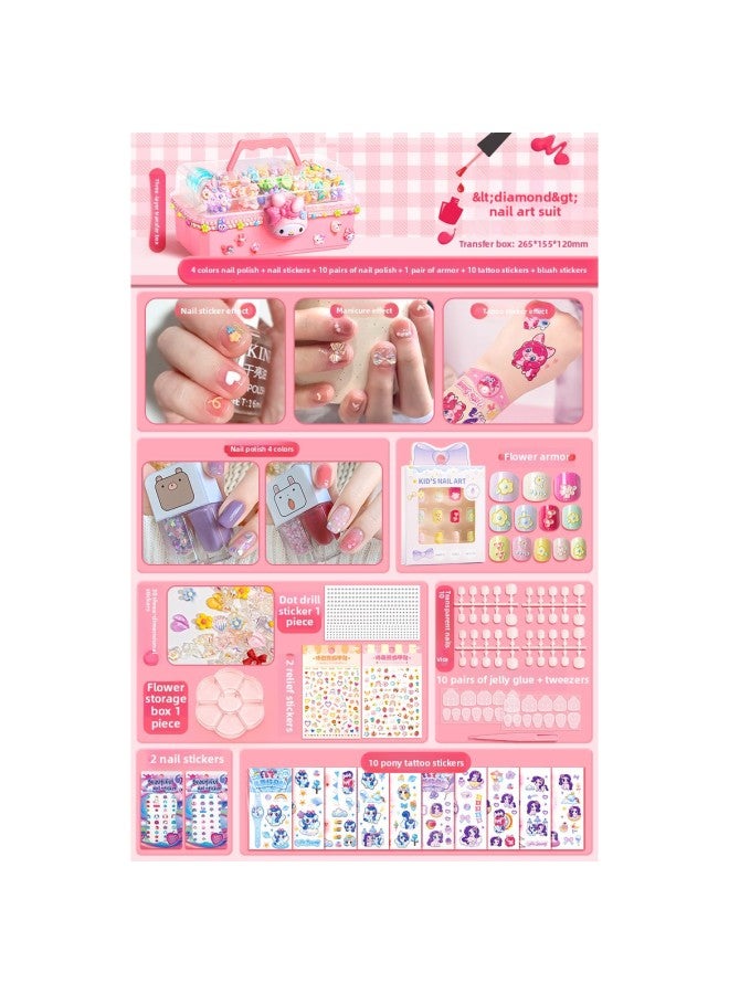 Children's Nail Art Suit Wear A Girl's Toy Nail Sticker Full Set Gift Hand Account Sticker Birthday Gift Accompanying Gift