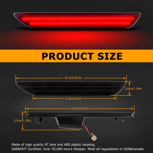 Gempro Rear Bumper Reflector Lights for Ford Mustang 2015-2017 Led Red Brake Tail Lamps Smoked Len, 2PCS - Image 3