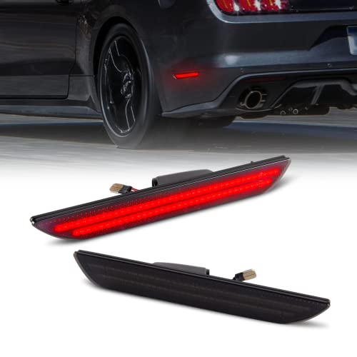 Gempro Rear Bumper Reflector Lights for Ford Mustang 2015-2017 Led Red Brake Tail Lamps Smoked Len, 2PCS - Image 1