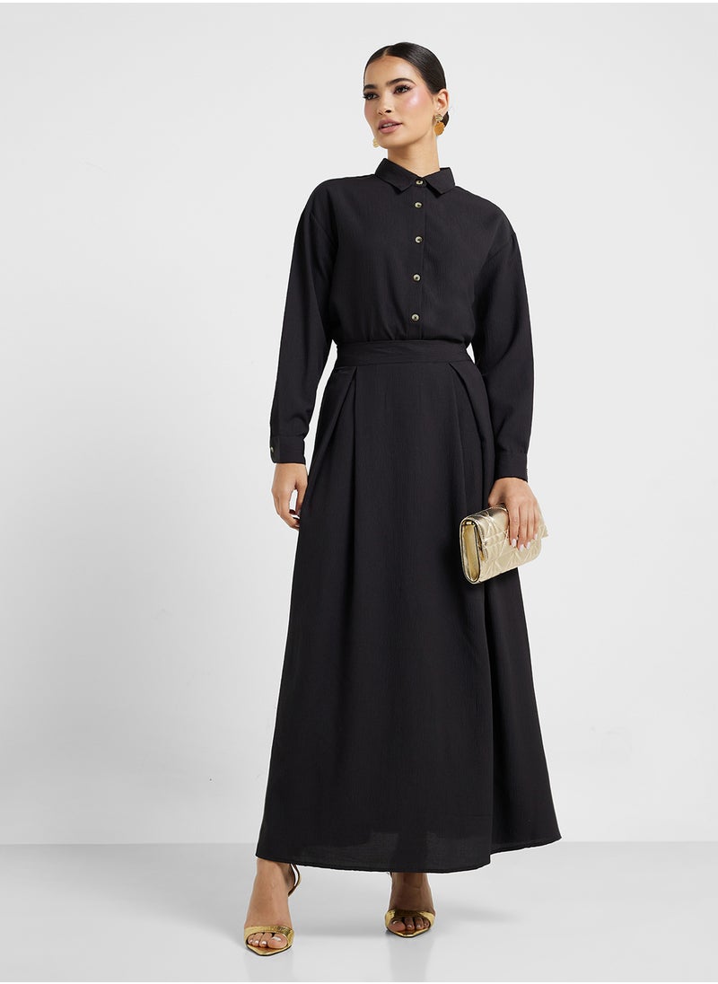Khizana - Button Down Shirt & Skirt Set - Image 1