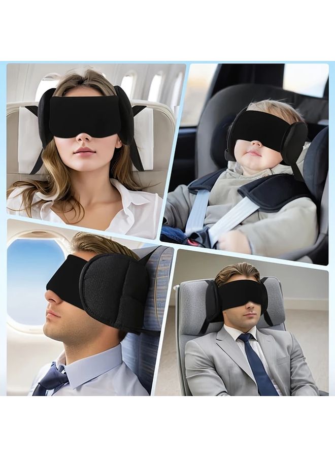 وسادة سفر سوداء مع قناع نوم للسفر الطويل والرحلات الجوية - Image 2