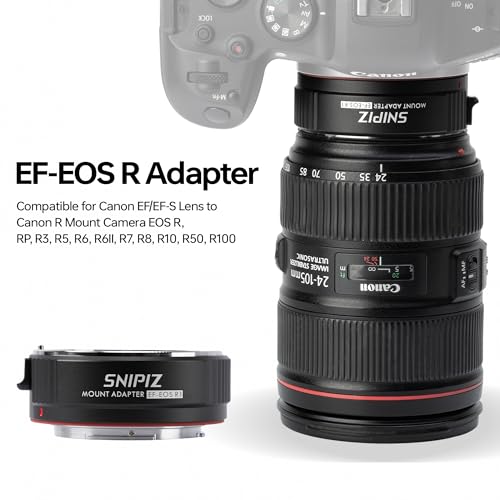 SNIPIZ Lens Mount Adapter EF-EOS R Auto-Focus Lens Converter Compatible with Canon EF/EF-S Lens for Canon R Mount Camera EOS R, RP, R3, R5, R6, R6II, R7, R8, R10, R50, R100 - Image 4