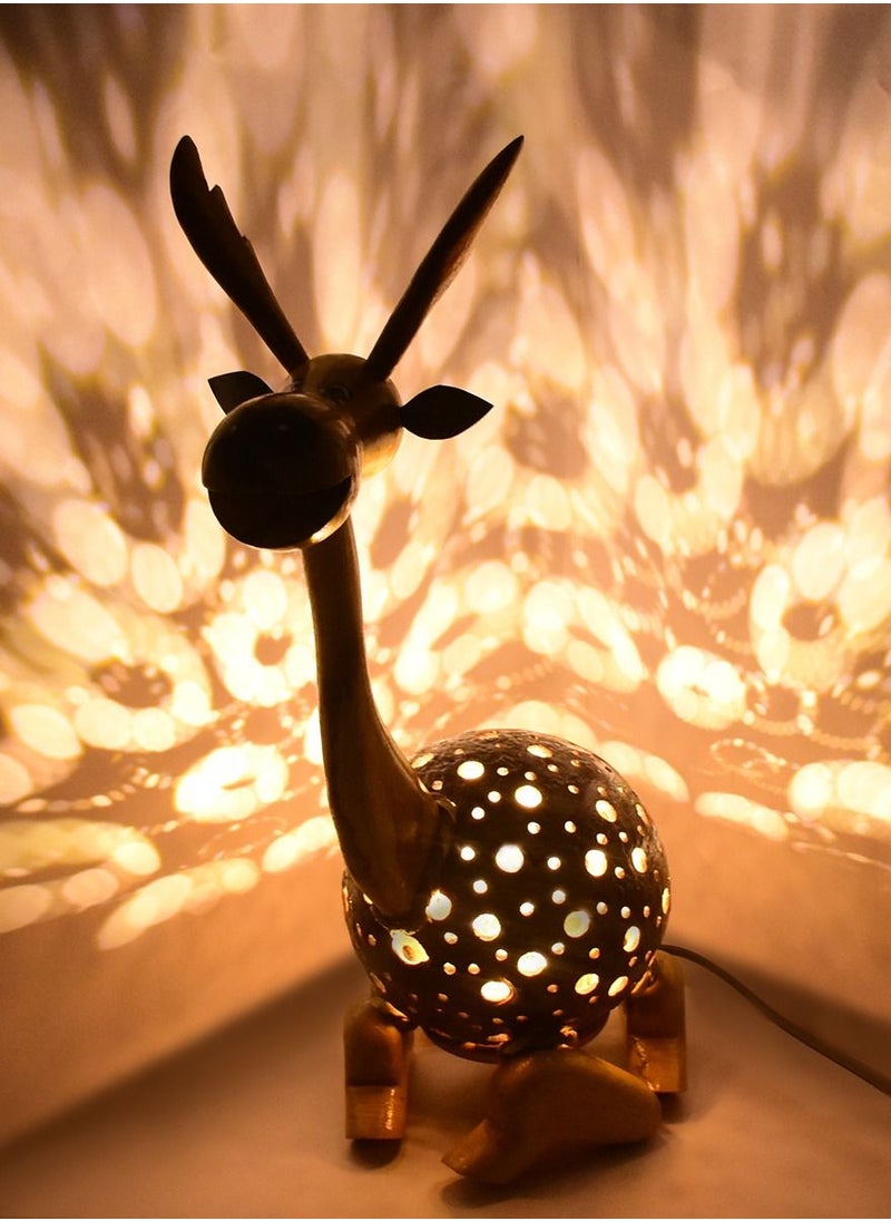 N & H Deer Design Coconut Shell Table Lamp  - Image 1