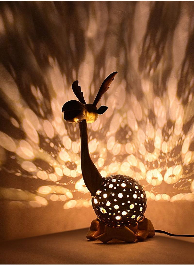 N & H Deer Design Coconut Shell Table Lamp  - Image 2