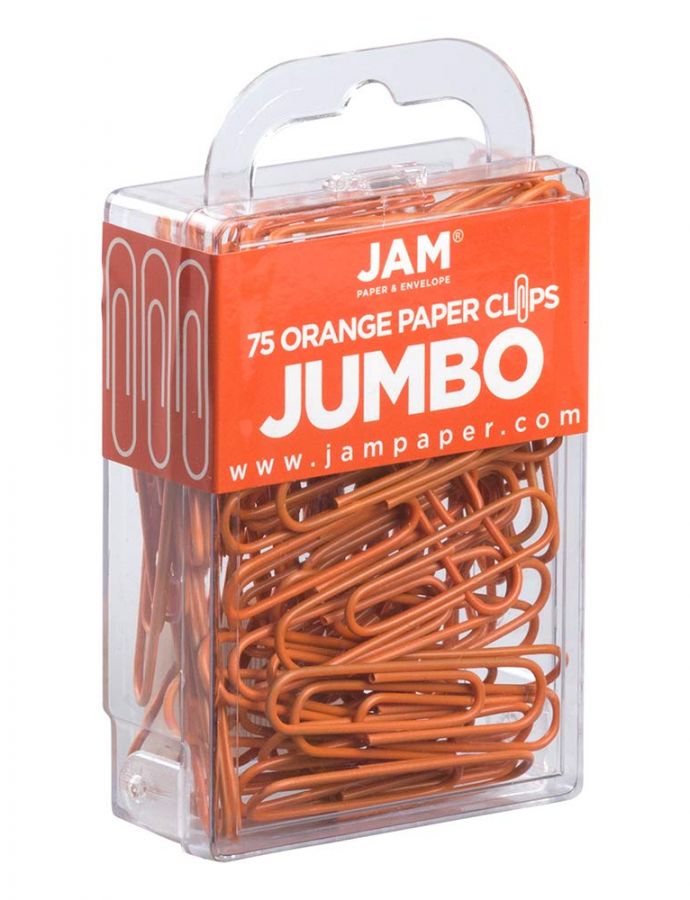JAM Paper مشابك ورق جام ملونة كبيرة - 2 بوصة - مشابك ورق برتقالية - 75/عبوة - Image 2