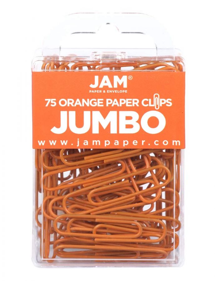 JAM Paper مشابك ورق جام ملونة كبيرة - 2 بوصة - مشابك ورق برتقالية - 75/عبوة - Image 1