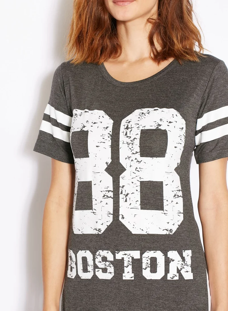 Ginger Varsity Long Slit T-Shirt