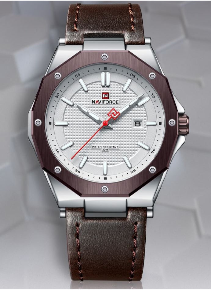 NAVIFORCE - Leather Strap New Design Casual Quartz Wrist Watch For Men NF9200L S/W/D.BN - Image 1