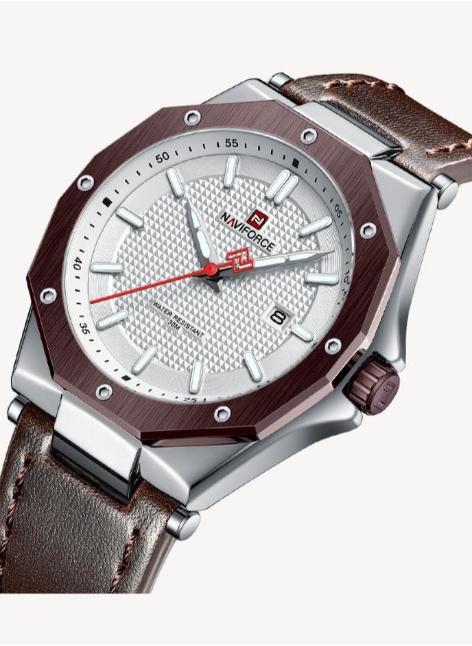 NAVIFORCE - Leather Strap New Design Casual Quartz Wrist Watch For Men NF9200L S/W/D.BN - Image 1